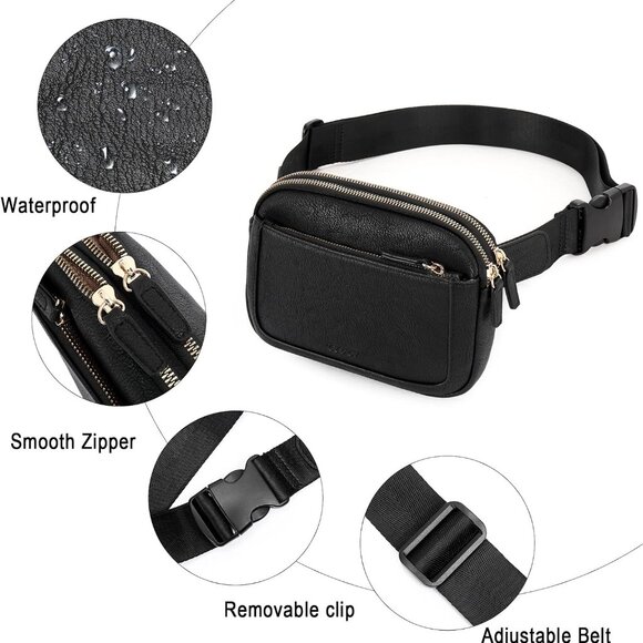 Belt Bag for Women, Mini Everywhere Crossbody Waist Bag Adjustable Strap, Vegan - Picture 4 of 8